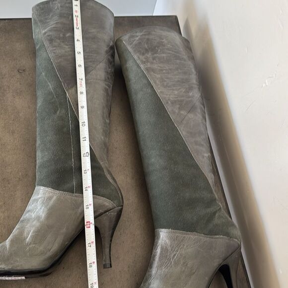 Gianni Bini Marlow Suede Leather Gray/Green Knee-High Boots Women's Size 6M GUC - Picture 11 of 14
